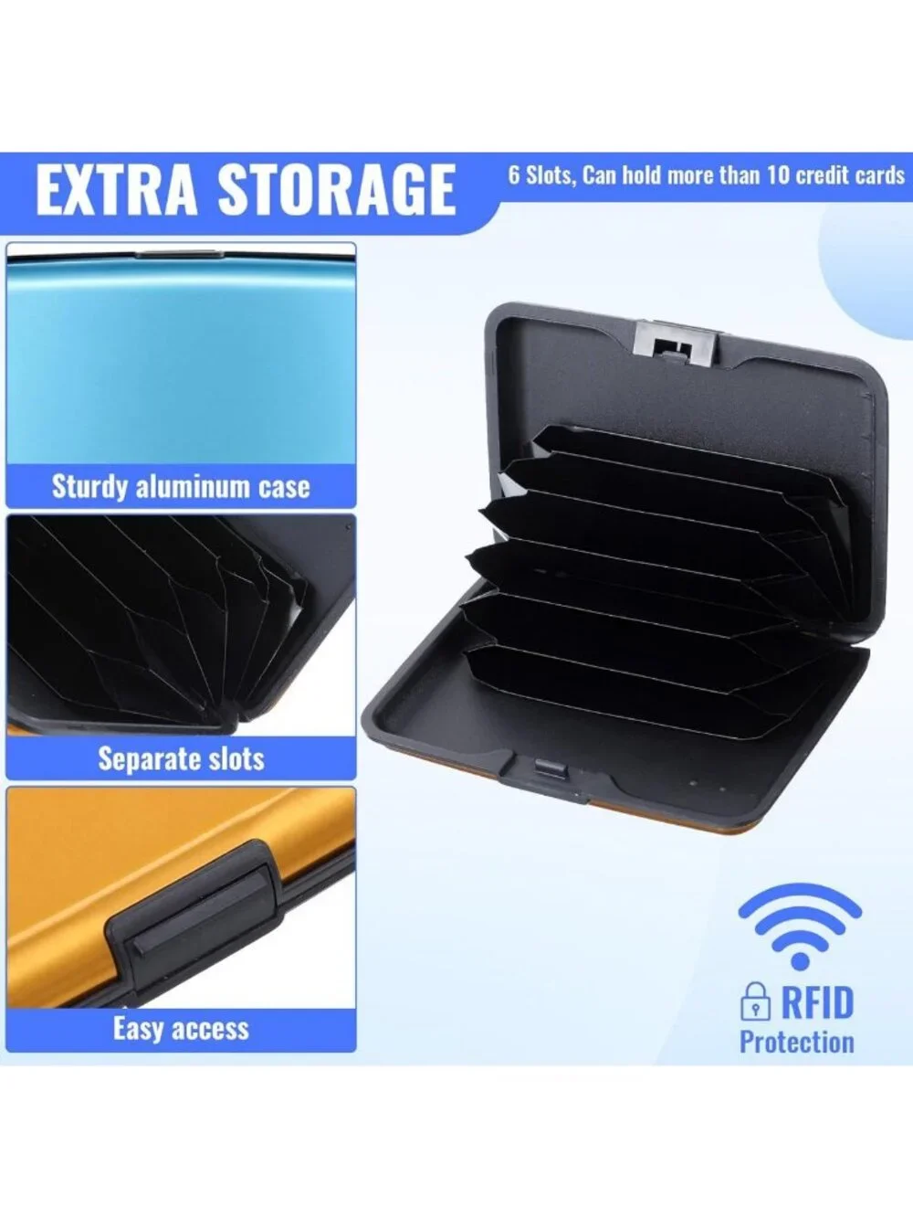 12 Pcs Slim RFID Blocking Aluminum Wallets | Mini Metal Credit Card Holders